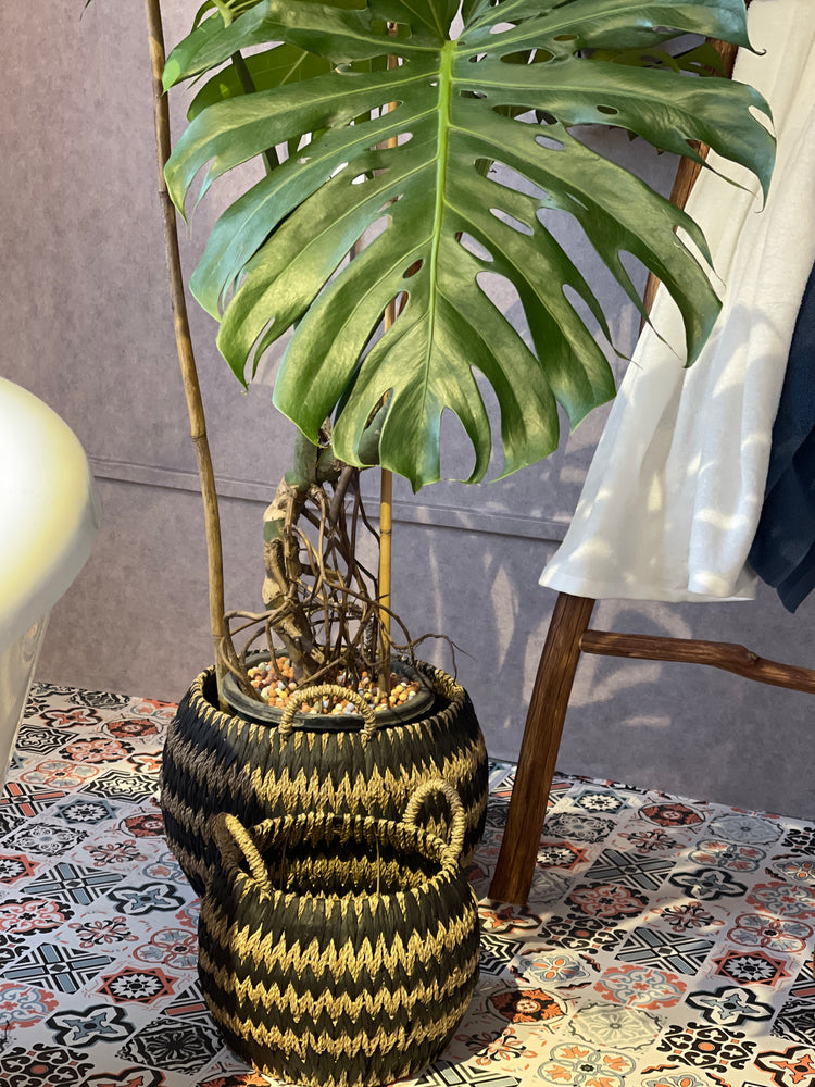 ELE LIGHT & DECOR Woven Seagrass Storage Basket With Handles Set of 2