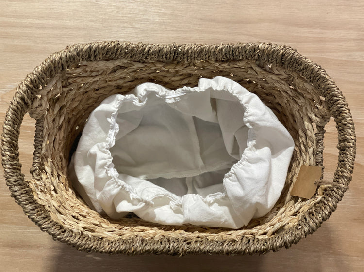 ELE LIGHT & DECOR Woven Baskets Organizer with Linen Built-in Handles Set of 2