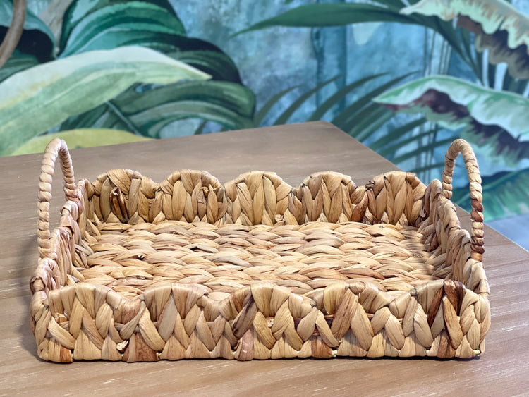 ELE LIGHT & DECOR Decorative Woven Water Hyacinth Coastal Severing Tray