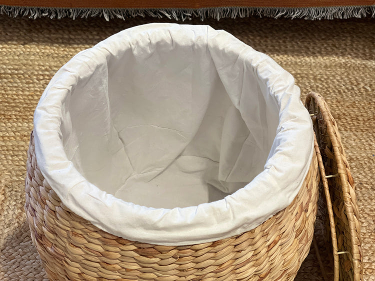 ELE LIGHT & DECOR Multipurpose Large Storage Ottoman Basket with Lid/linen