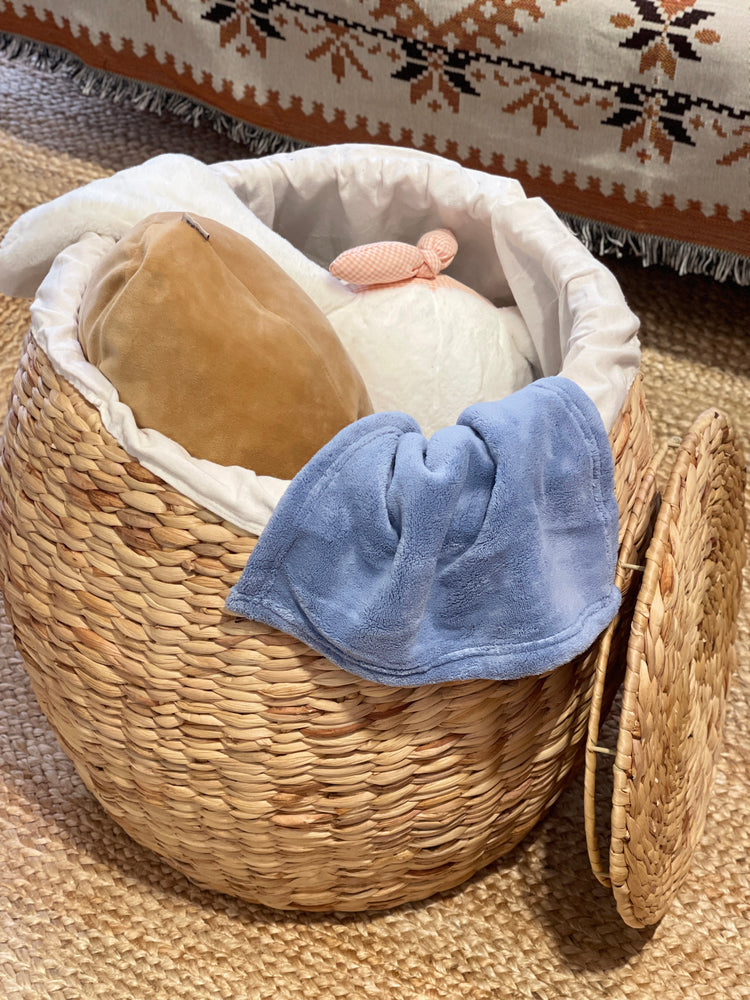 ELE LIGHT & DECOR Multipurpose Large Storage Ottoman Basket with Lid/linen