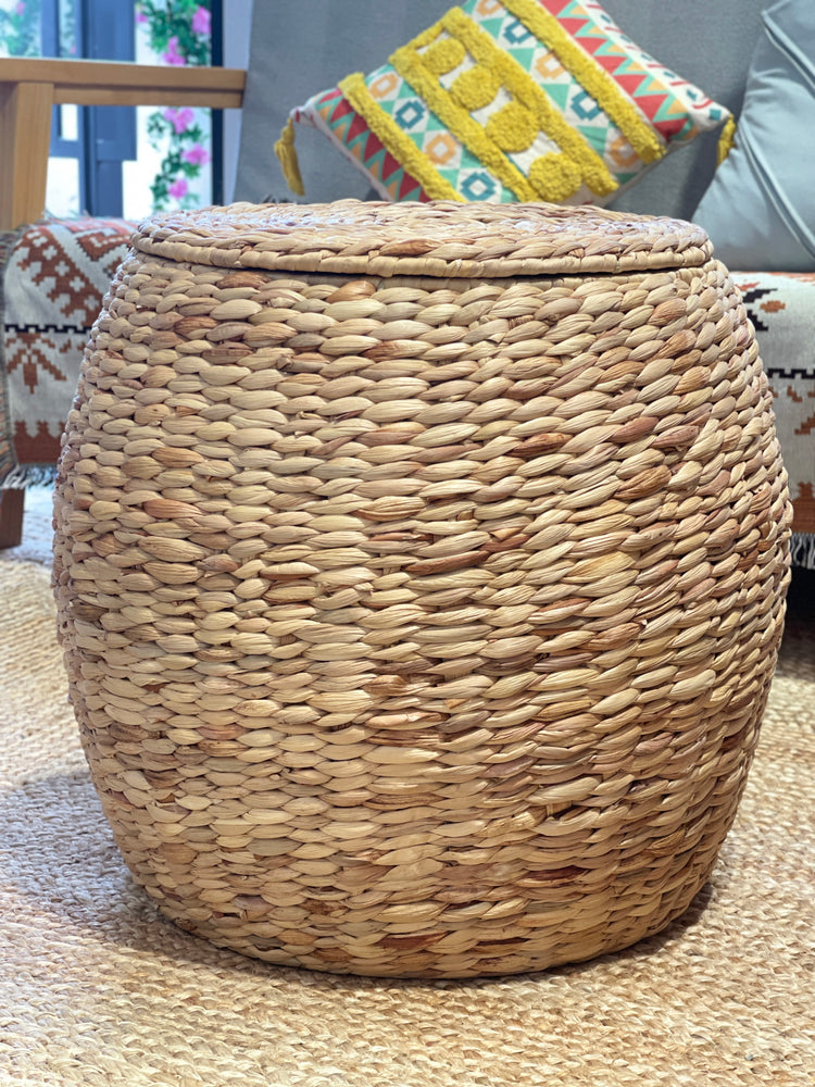 ELE LIGHT & DECOR Multipurpose Large Storage Ottoman Basket with Lid/linen