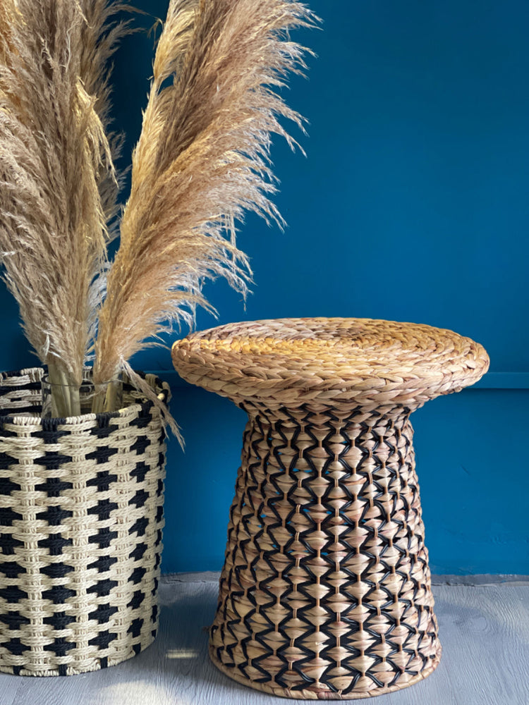 ELE LIGHT & DECOR Boho Handwoven Wicker Accent Table Living Room Side Table