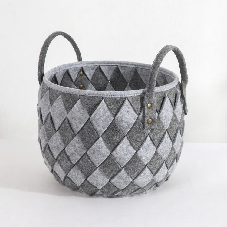 Handwoven Felt Basket Storage with Carry Handles Set of 3