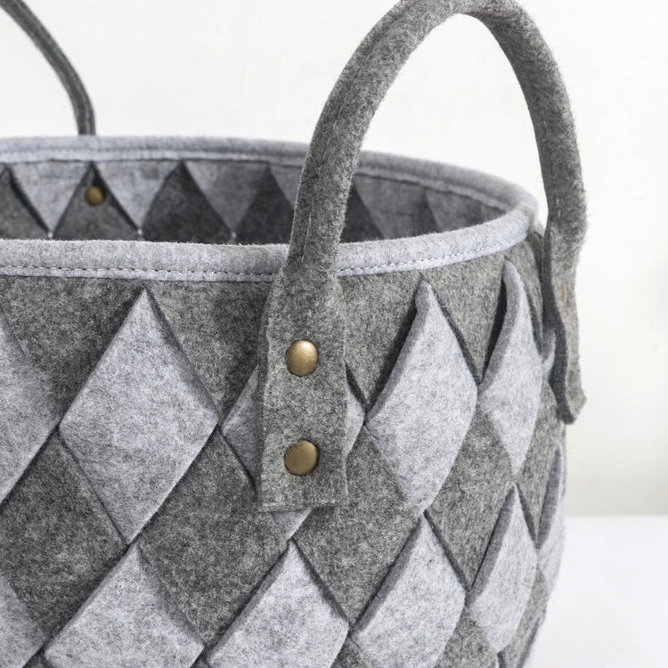 Handwoven Felt Basket Storage with Carry Handles Set of 3