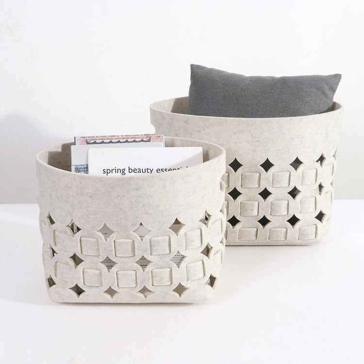 Storage Basket Bin with Built-in Handles Set of 3