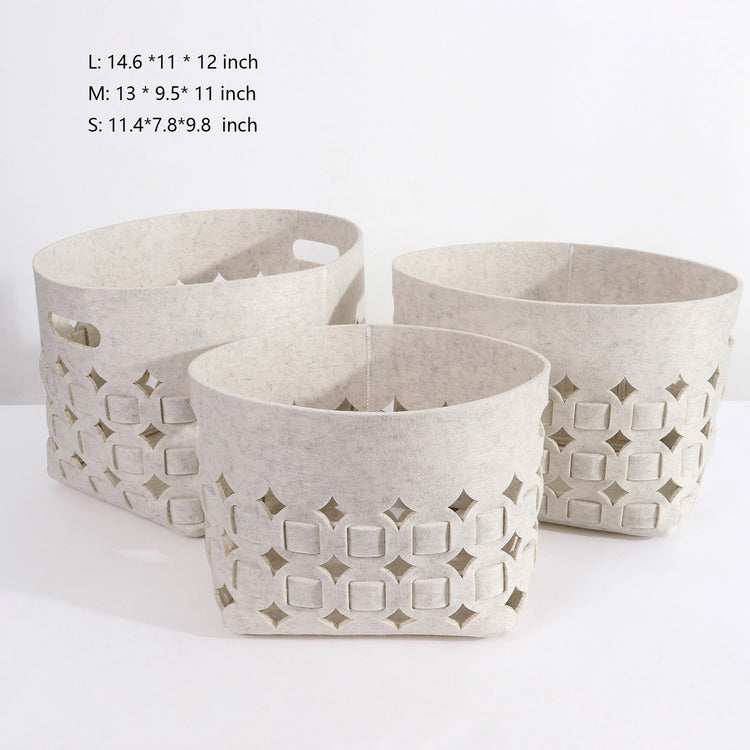 Storage Basket Bin with Built-in Handles Set of 3