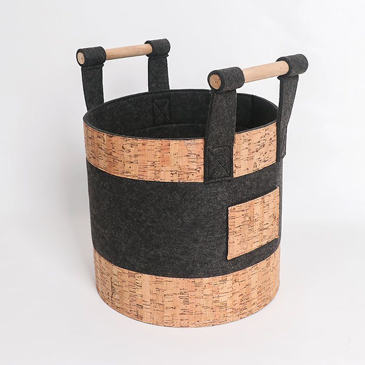 Decorative Storage Basket Bins With Wood Handles Set of 3