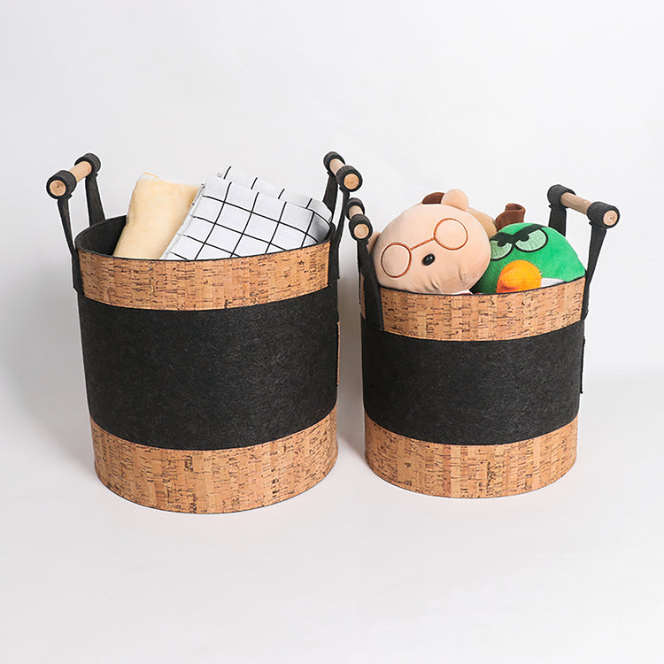 Decorative Storage Basket Bins With Wood Handles Set of 3