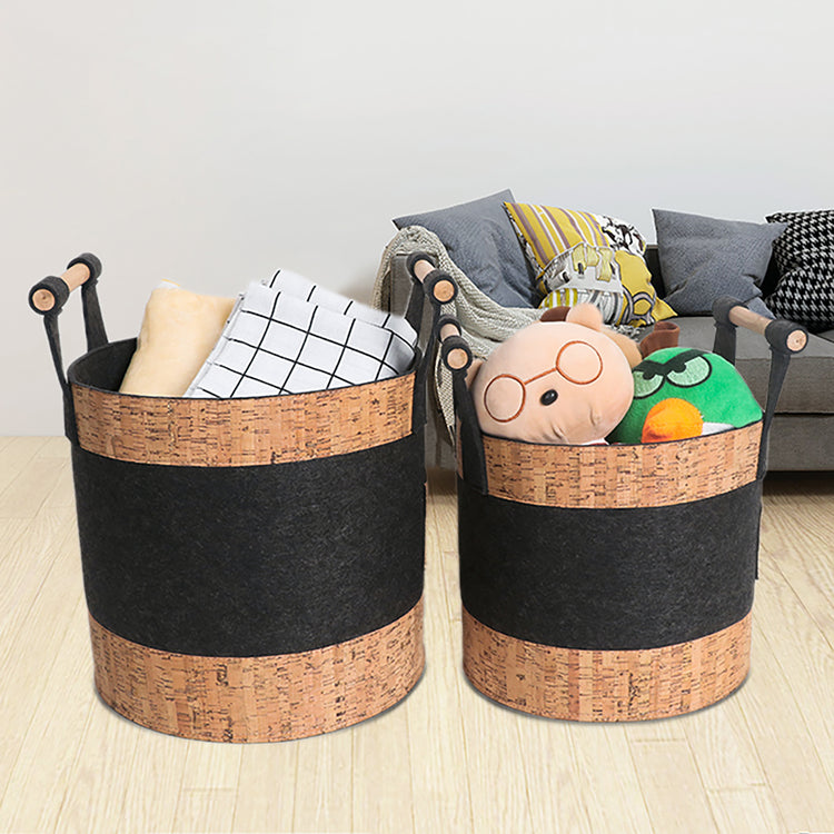 Decorative Storage Basket Bins With Wood Handles Set of 3