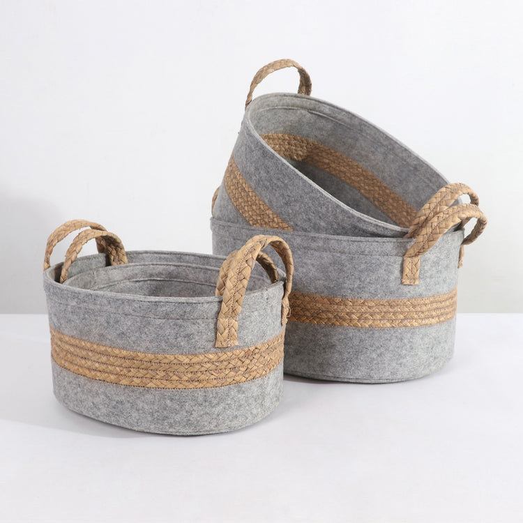 Woven Storage Baskets with Handles Set of 4 Decorative Bins