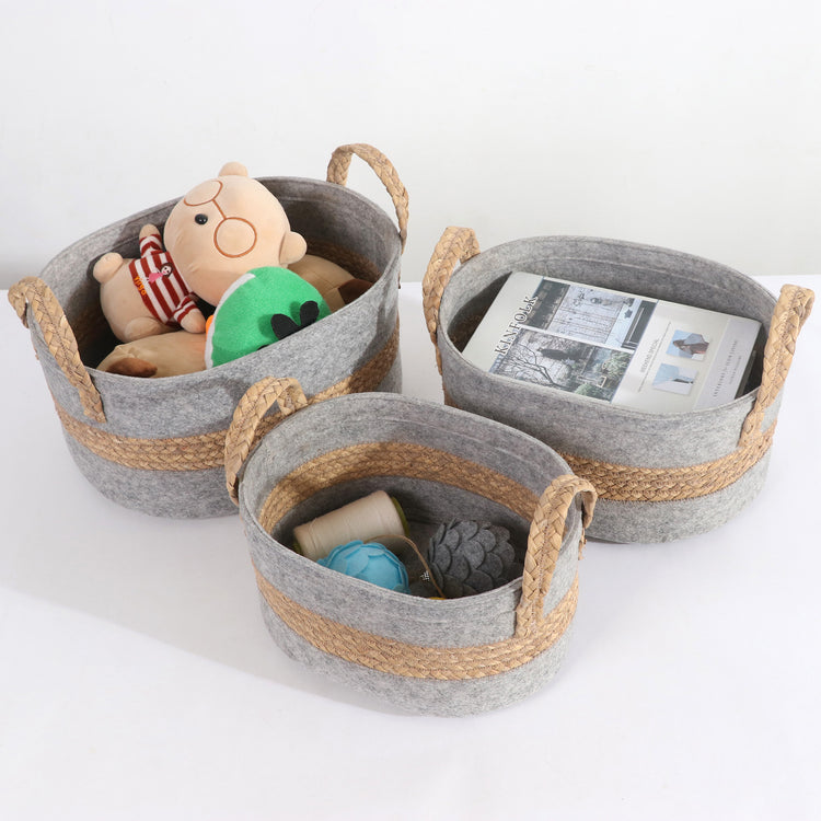 Woven Storage Baskets with Handles Set of 4 Decorative Bins