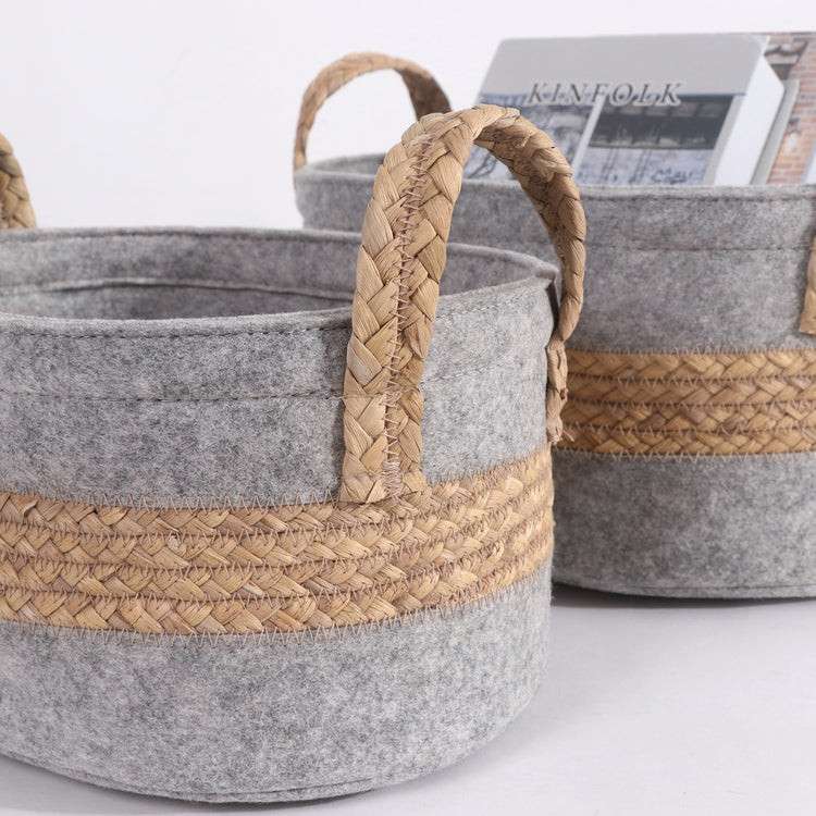 Woven Storage Baskets with Handles Set of 4 Decorative Bins