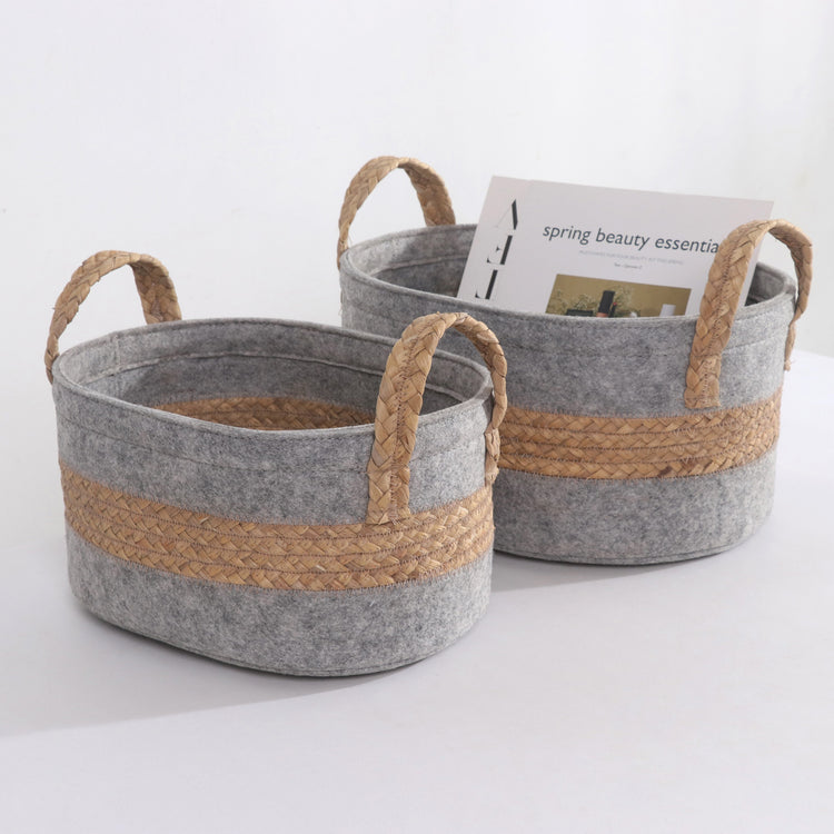 Woven Storage Baskets with Handles Set of 4 Decorative Bins