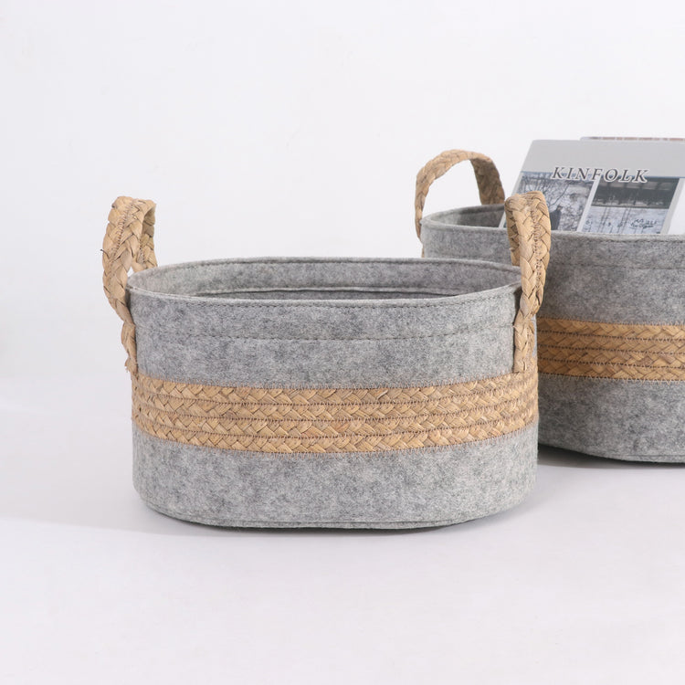 Woven Storage Baskets with Handles Set of 4 Decorative Bins