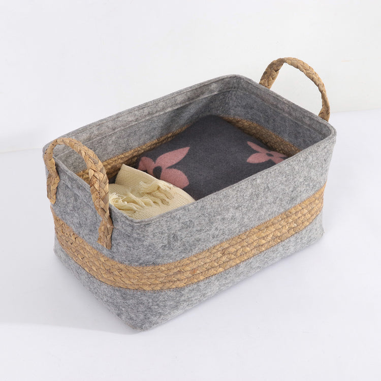 Woven Storage Baskets with Handles Set of 4 Decorative Bins