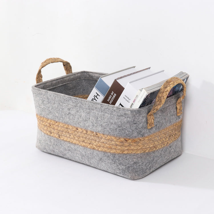 Woven Storage Baskets with Handles Set of 4 Decorative Bins