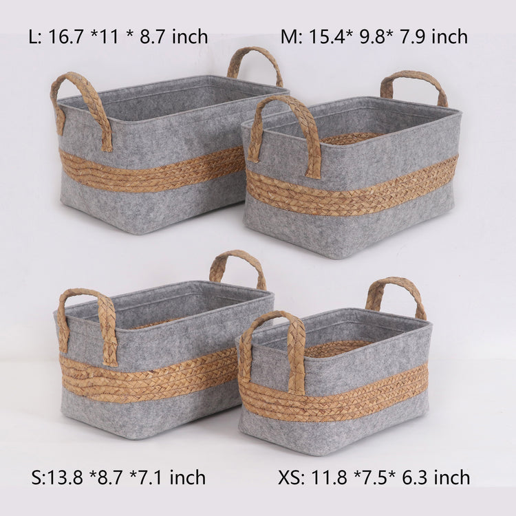 Woven Storage Baskets with Handles Set of 4 Decorative Bins