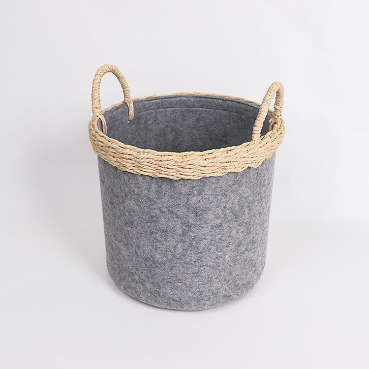 Decorative Woven Rope Storage Basket Bin With Handles Set of 3