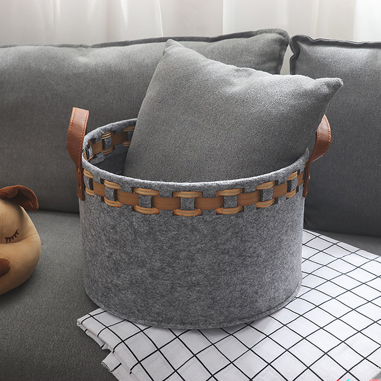 Modern Storage Basket With Faux Leather Handles Set of 3