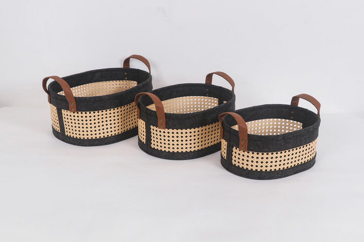 Coastal Storage Basket for Shelves Set of 3