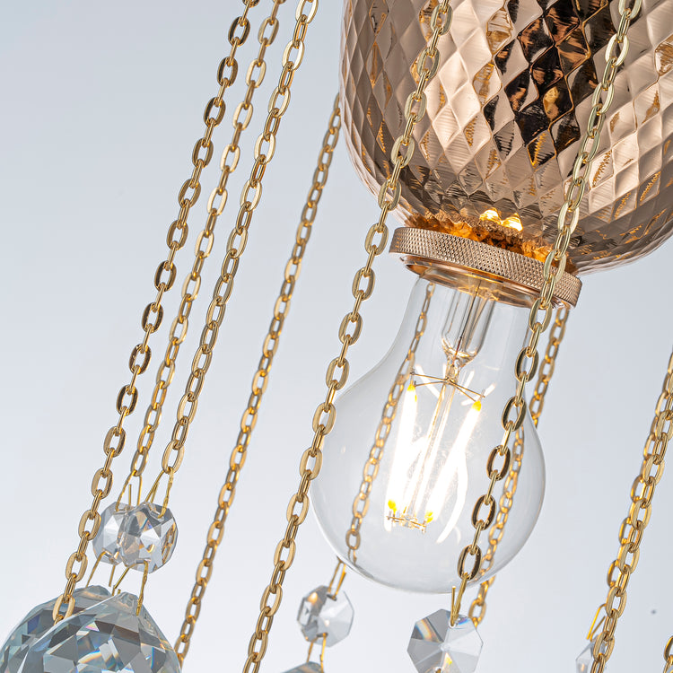 Nora Modern Glam Hammered Flush Mount Ceiling Light French Gold Finish with Crystal Accent