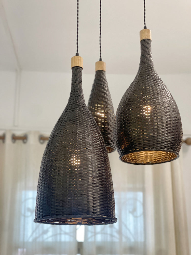 ELE LIGHT & DECOR Modern Wicker Rattan Cluster 3-light Coastal Chandelier