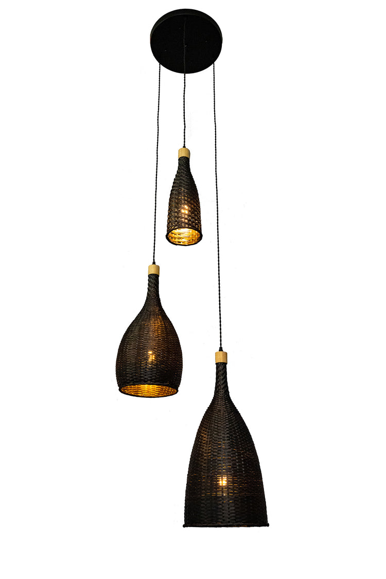 ELE LIGHT & DECOR Modern Wicker Rattan Cluster 3-light Coastal Chandelier