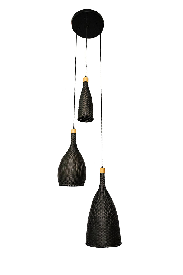 ELE LIGHT & DECOR Modern Wicker Rattan Cluster 3-light Coastal Chandelier