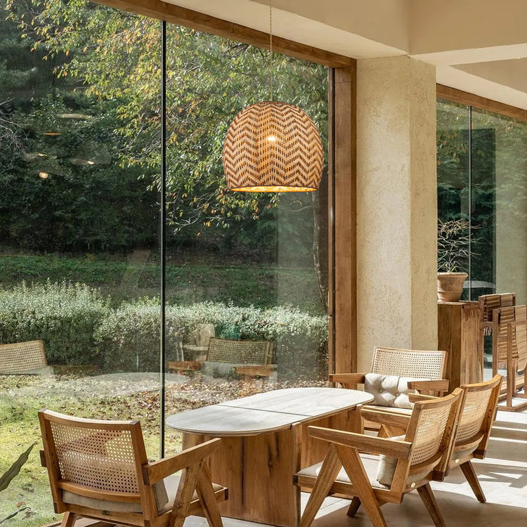 Vividia 1-Light Natural Rattan Hanging Pendant Light