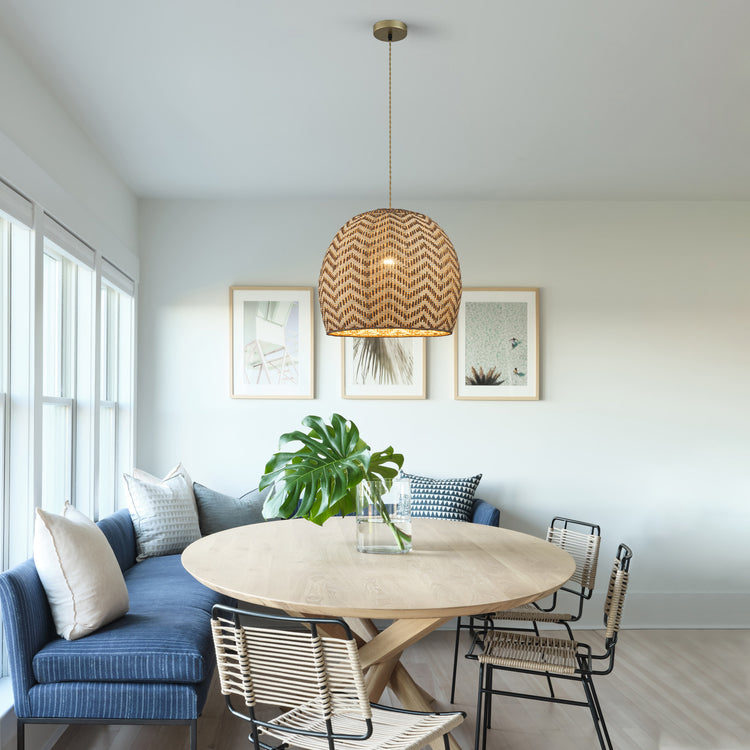 Vividia 1-Light Natural Rattan Hanging Pendant Light