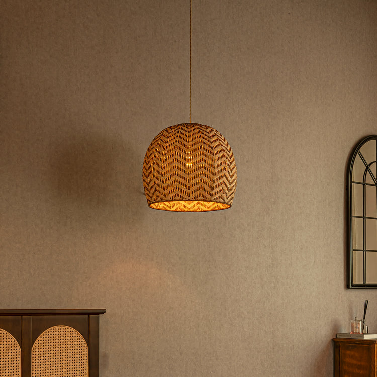 Vividia 1-Light Natural Rattan Hanging Pendant Light