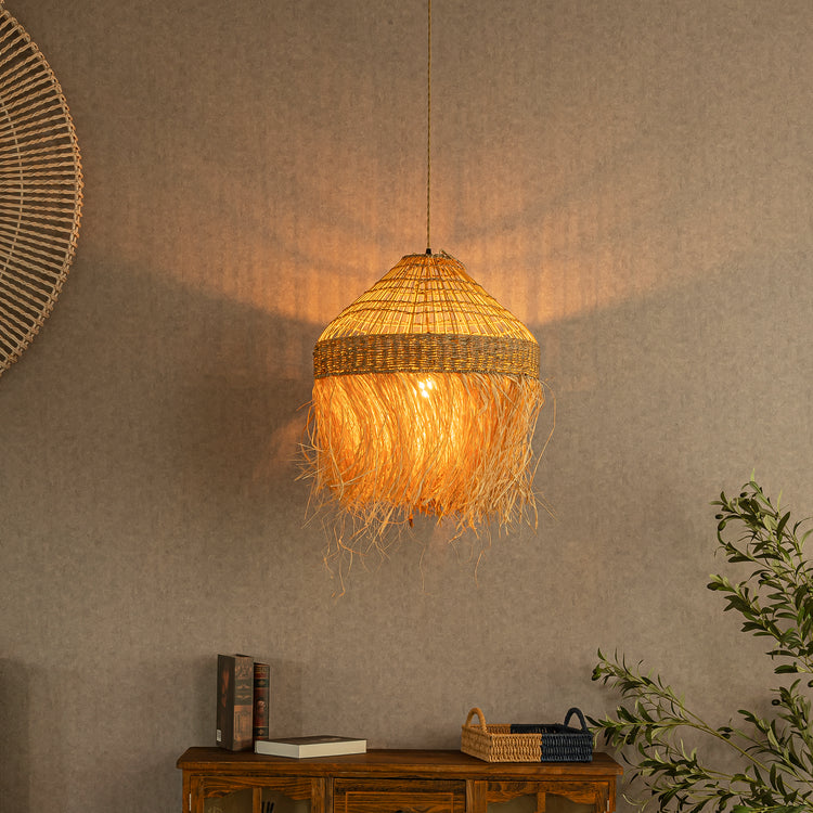Chloe 1-Light Natural Raffia Pendant Light Modern Farmhouse
