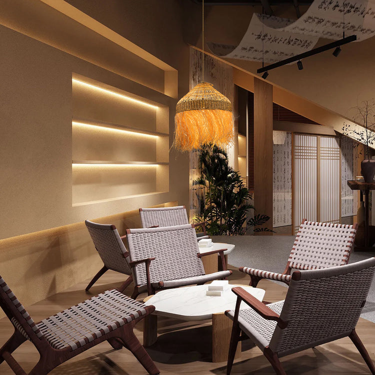 Chloe 1-Light Natural Raffia Pendant Light Modern Farmhouse