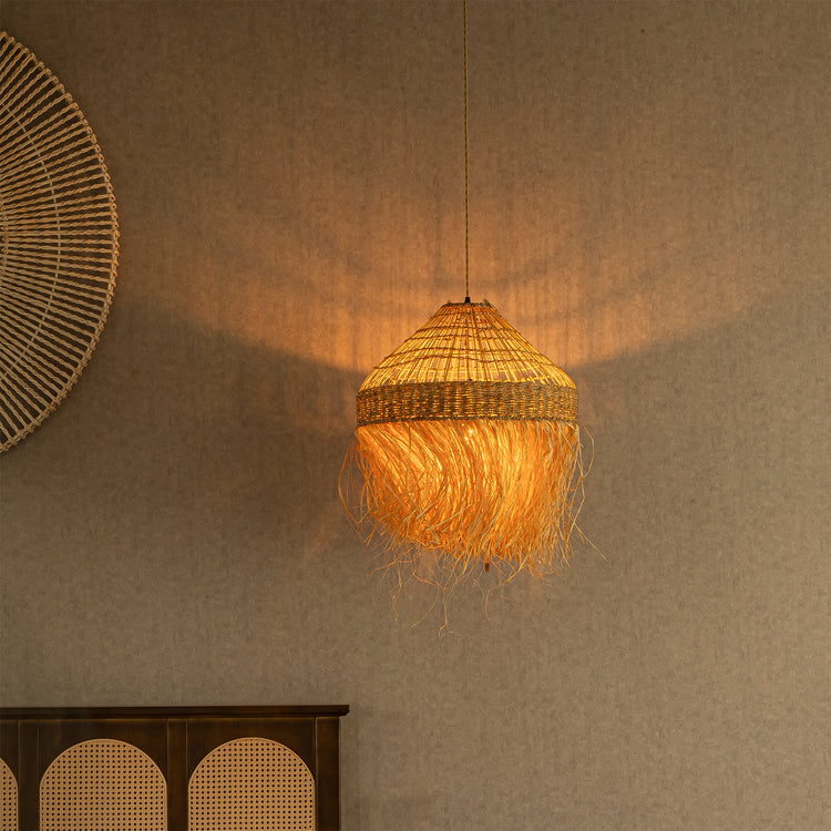 Chloe 1-Light Natural Raffia Pendant Light Modern Farmhouse