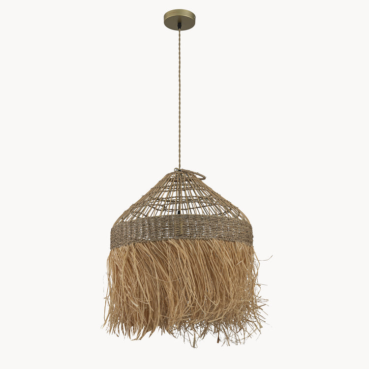 Chloe 1-Light Natural Raffia Pendant Light Modern Farmhouse
