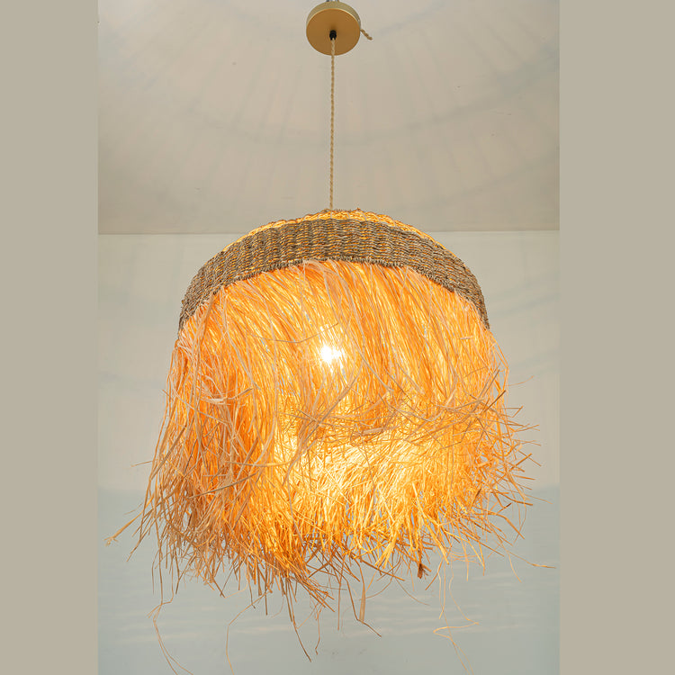 Chloe 1-Light Natural Raffia Pendant Light Modern Farmhouse