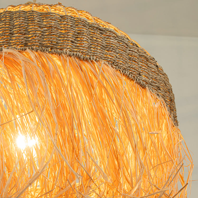Chloe 1-Light Natural Raffia Pendant Light Modern Farmhouse