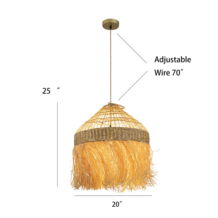 Chloe 1-Light Natural Raffia Pendant Light Modern Farmhouse