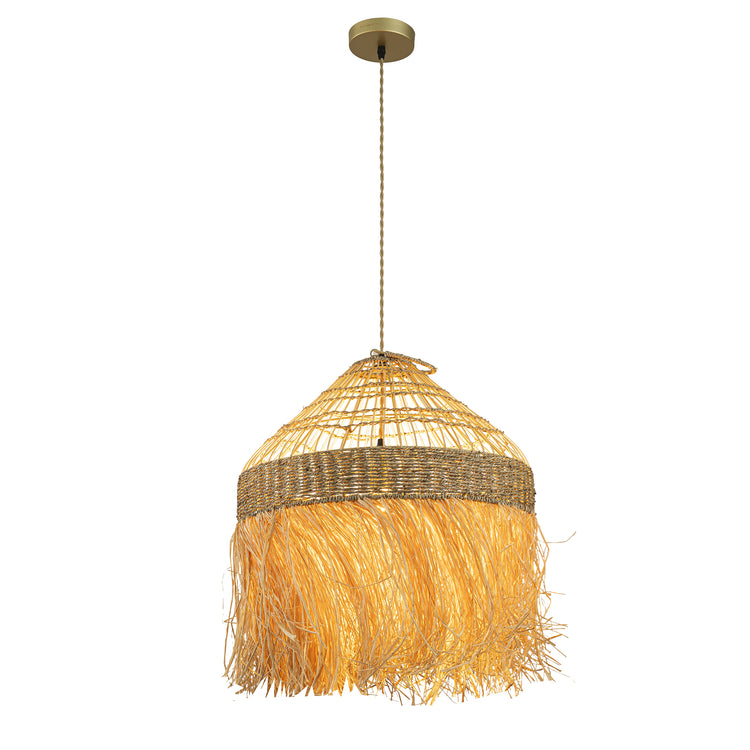 Chloe 1-Light Natural Raffia Pendant Light Modern Farmhouse