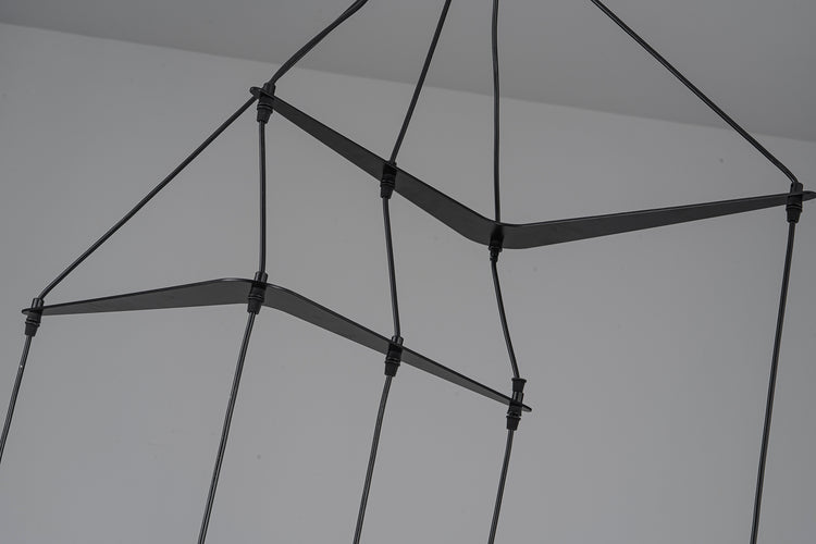 Lucien 5-Light Seagrass Modern Linear Chandelier Matte Black