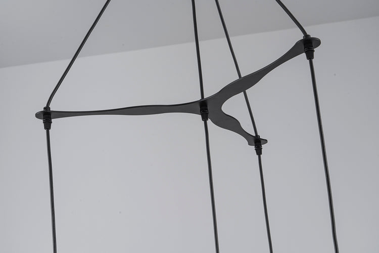 Cascade 4-Light Rattan Coastal Chandelier in Matte Black