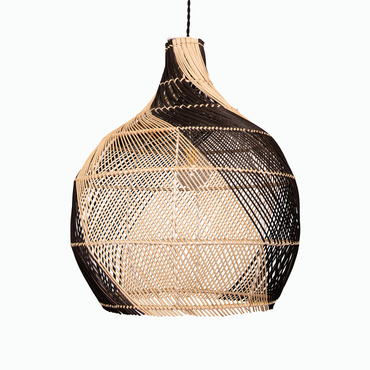 Two-Tone Rattan pendant lights, large wicker chandelier, hand-woven boho lighting