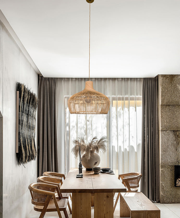 ELE LIGHT & DECOR Bohemian Modern Hand-woven Rattan Pendant Light Hanging Light