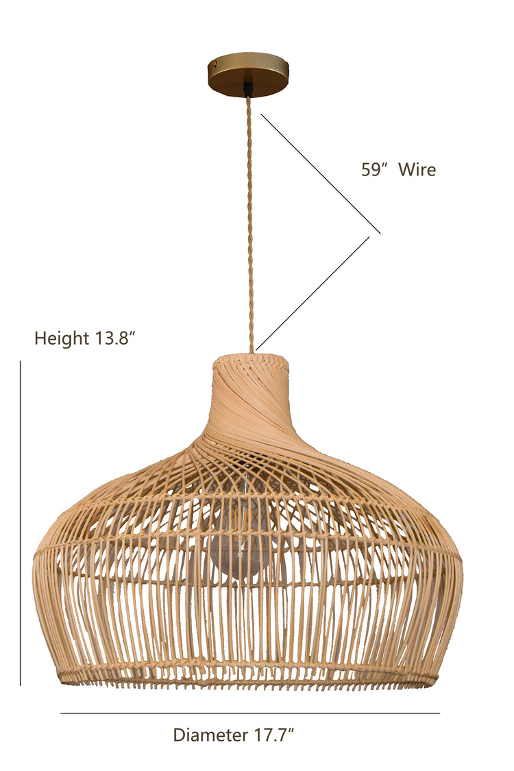 ELE LIGHT & DECOR Bohemian Modern Hand-woven Rattan Pendant Light Hanging Light