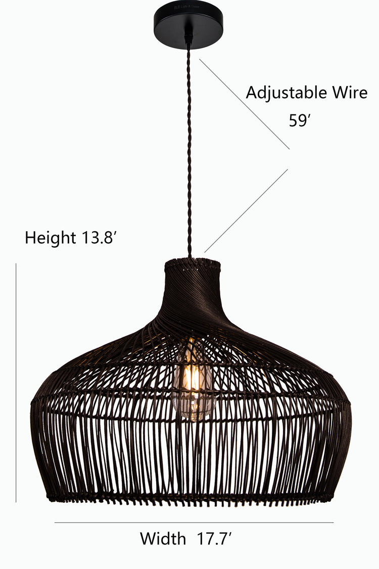 Bohemian Modern Hand-woven Rattan Pendant Light Farmhouse Coastal Hanging Light