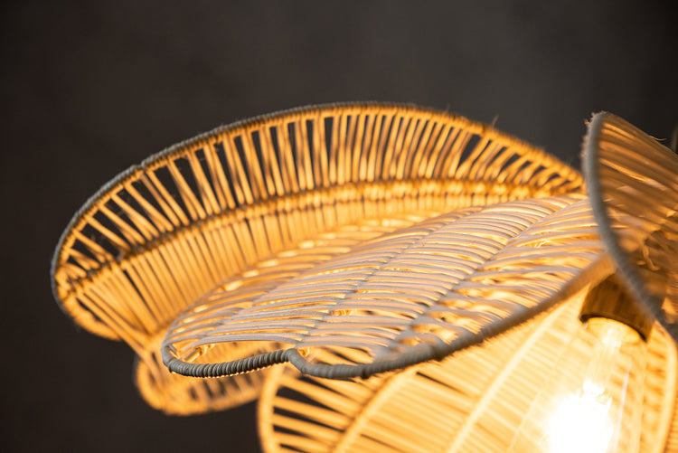 Boho Rattan Flower Pendant Light Coastal Hanging Fixture Light