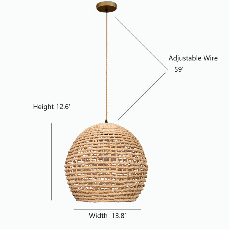 Round Rattan Hanging Light handwoven Bamboo Pendant Light