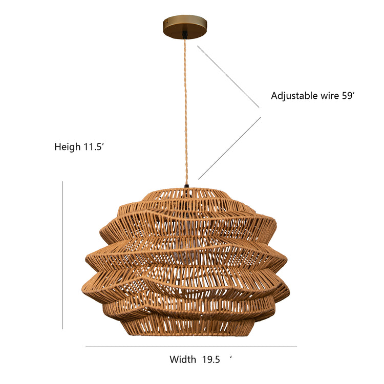 Modern Wicker Rattan Pendant Light Handwoven Coastal Chandelier Fixture