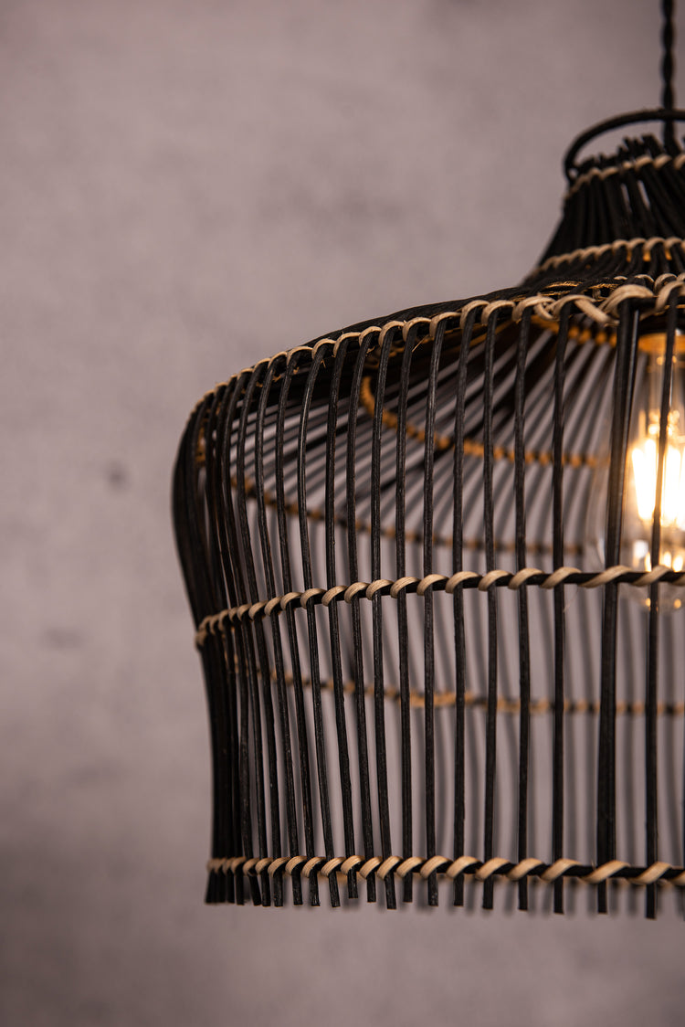 Rattan Boho Black Pendant Light